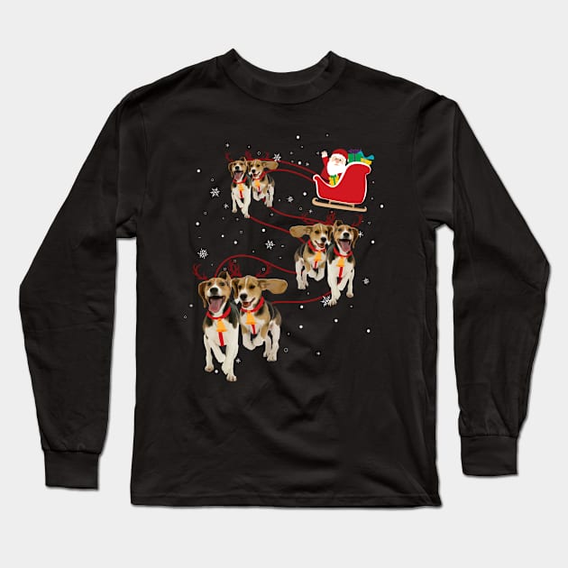 Beagle Christmas Funny Christmas Gift Long Sleeve T-Shirt by CatRobot